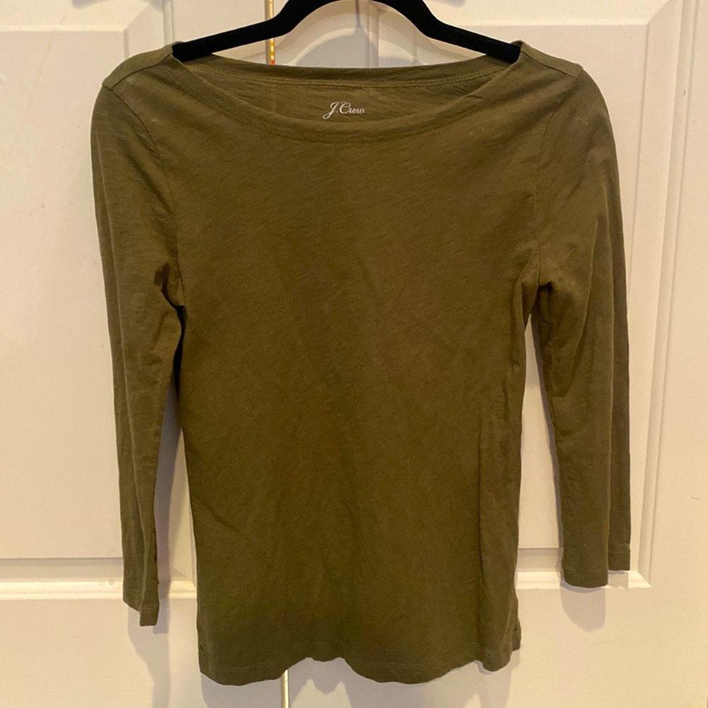 Jcrew army green boat neck teeshirt